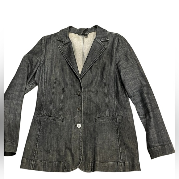 From Nine West Jeans denim 3 button front blazer - Picture 2 of 12